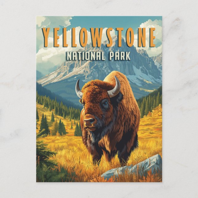 Yellowstone: Eine Retroreise Postkarte (Vorderseite)