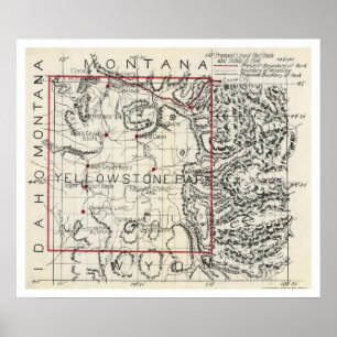 Yellowstone-Eisenbahn u. Hotel-Karte 1900 Poster