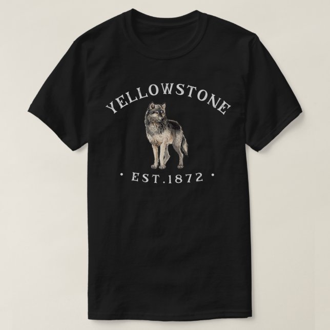 Yellowstone für Männer Frauen Gelbstein Wolf T-Shirt (Design vorne)
