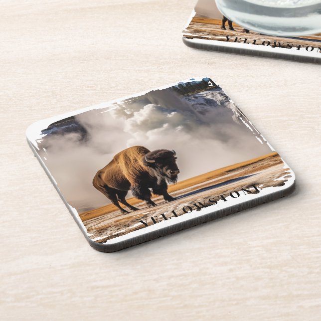 Yellowstone Geyser Bison Beverage Coaster Getränkeuntersetzer (Linke Seite)