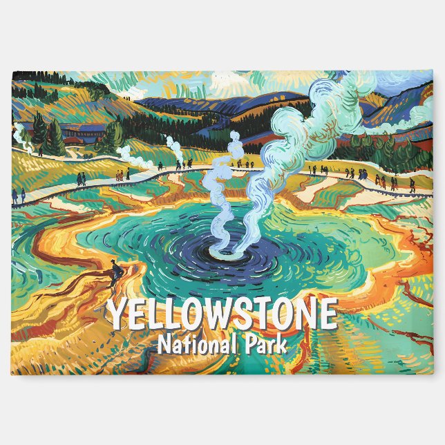 Yellowstone Grand Prismatic Spring Van Gogh Custom Magnet (Vorderseite)