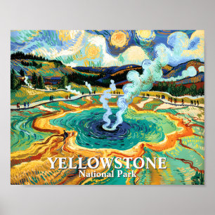 Yellowstone Grand Prismatic Spring Van Gogh Maßges Poster