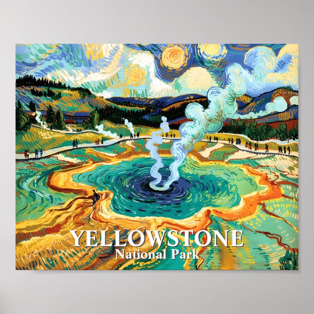 Yellowstone Grand Prismatic Spring Van Gogh Maßges Poster (Vorne)