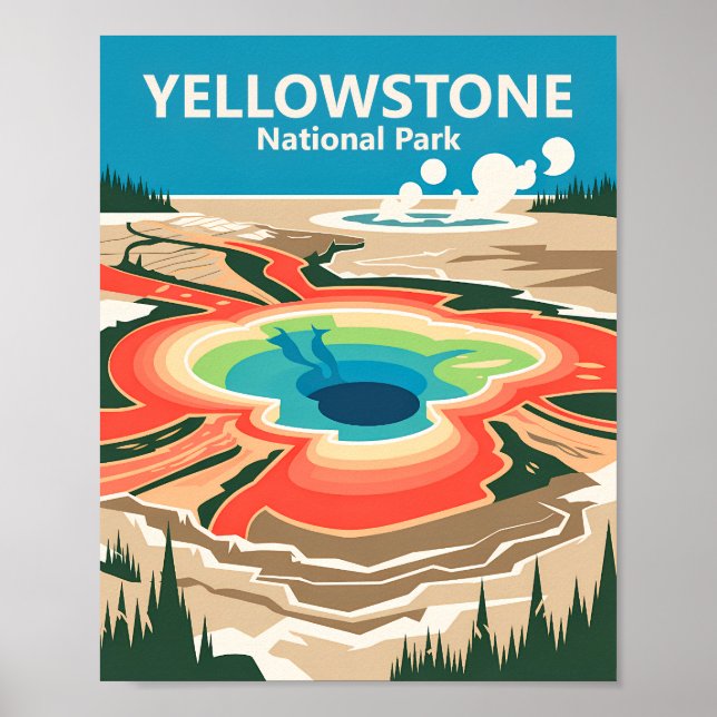 Yellowstone Grand Prismatic Spring Vintage Travel Poster (Vorne)