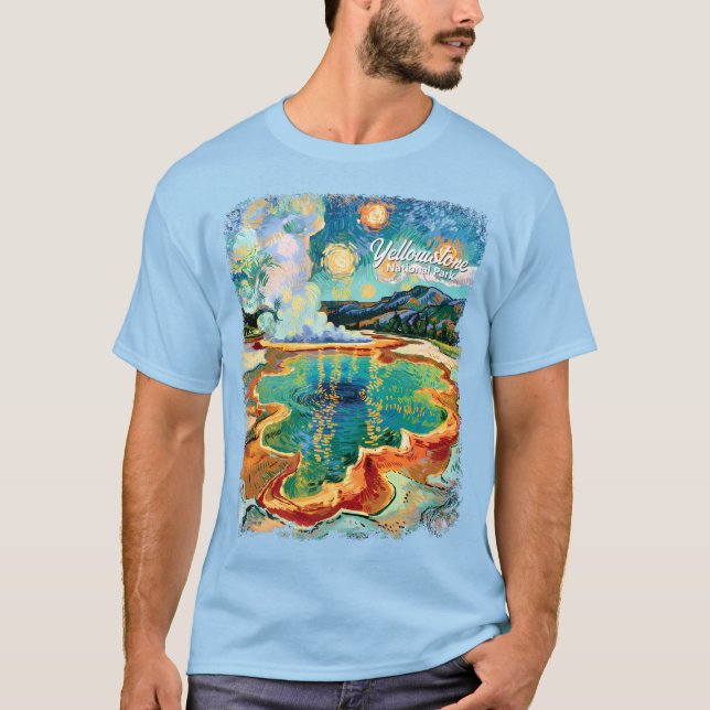 Yellowstone Grand Prismatic Van Gogh Custom Text T-Shirt (Vorderseite)