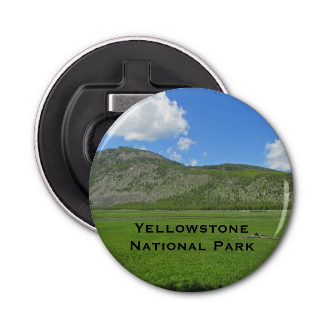 Yellowstone Green Grass Field Foto National Park Flaschenöffner (Vorderseite)