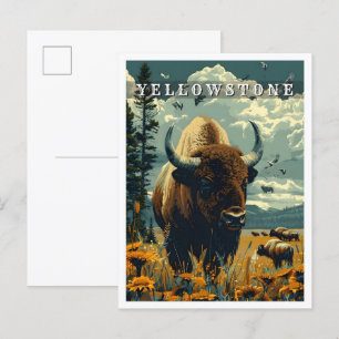 Yellowstone Klassische Kunst Retro Vintage Reise Postkarte