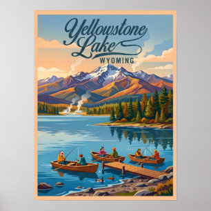Yellowstone Lake Wyoming Landschaftsfischerei Poster