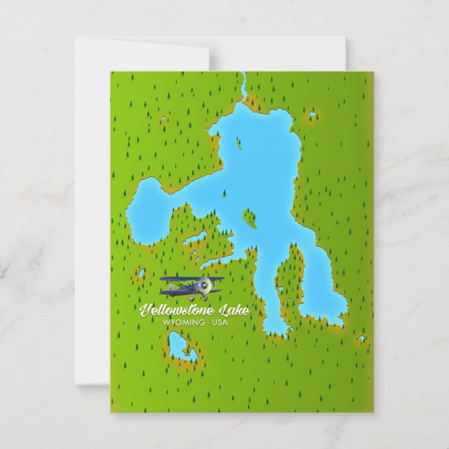 Yellowstone Lake, Wyoming Map (Vorderseite)