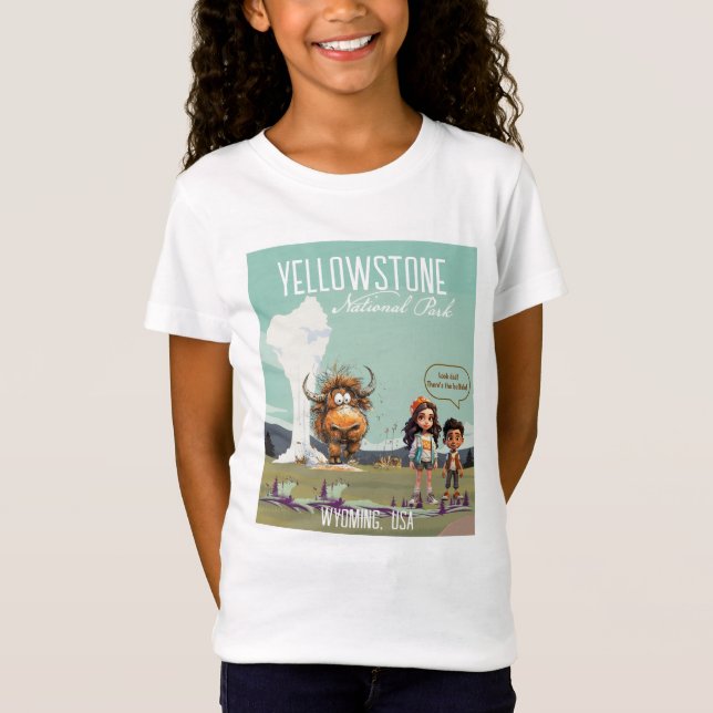 Yellowstone lustige Kinder Bison Büffel T-Shirt (Vorderseite)