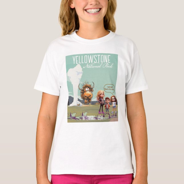 Yellowstone Lustige Kinder Bison Büffel T-Shirt (Vorderseite)