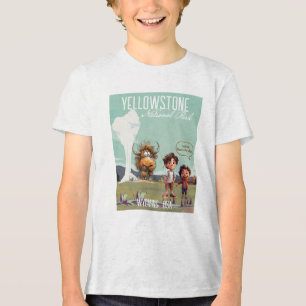 Yellowstone lustige Kinder Bison Büffel T-Shirt Tri-Blend Shirt