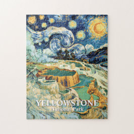Yellowstone Mammoth Hot Springs Van Gogh Vibrant Puzzle