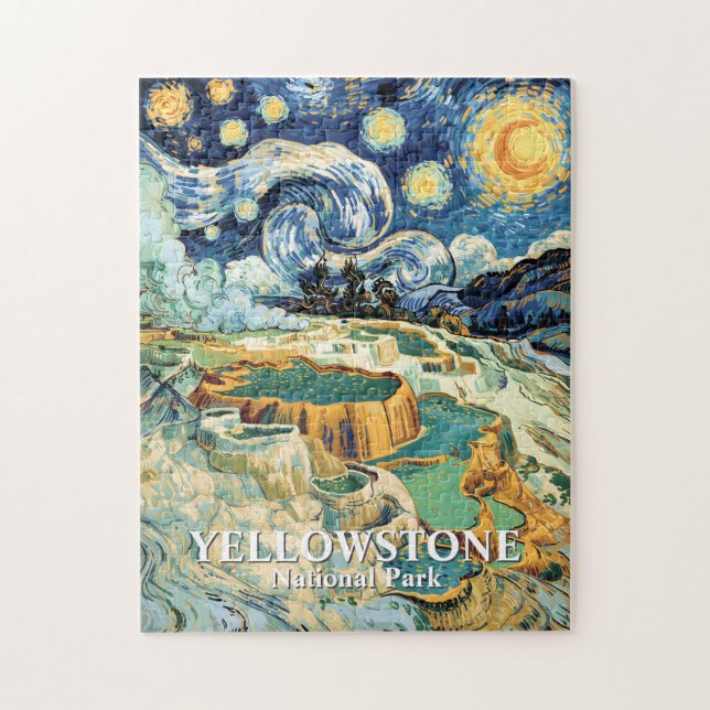 Yellowstone Mammoth Hot Springs Van Gogh Vibrant Puzzle (Vertikal)