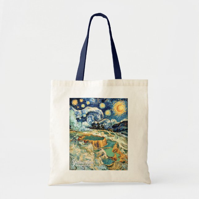 Yellowstone Mammoth Hot Springs Van Gogh Vibrant Tragetasche (Vorne)
