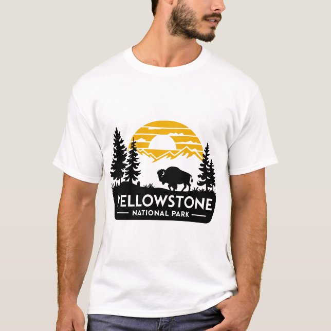 Yellowstone Männer-T - Shirt mit Bison (Vorderseite)