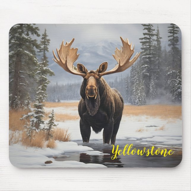Yellowstone Moose Mouse Pad Mousepad (Vorne)