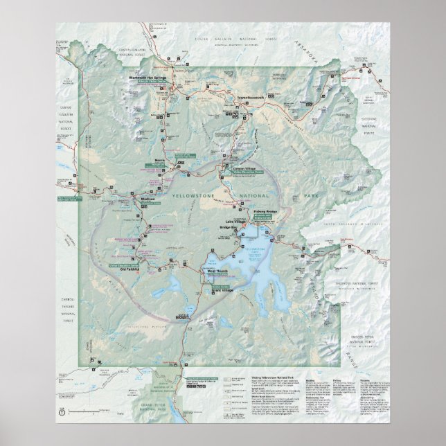 Yellowstone National Park 2026 map Poster (Vorne)