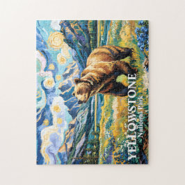 Yellowstone National Park Bear Landscape Van Gogh Puzzle