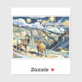 Yellowstone National Park Bighorn Sheep Van Gogh Aufkleber