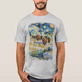 Yellowstone National Park Bison Vintage Van Gogh T-Shirt