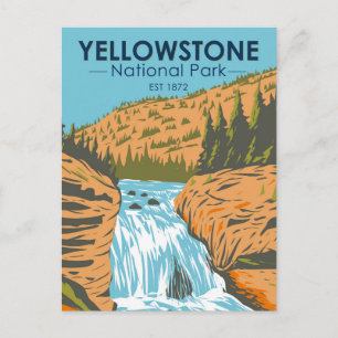Yellowstone National Park Firehole Falls Vintag Postkarte