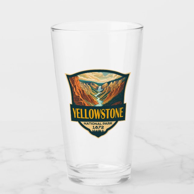 Yellowstone National Park Grand Canyon Retro Art Glas (Vorderseite)