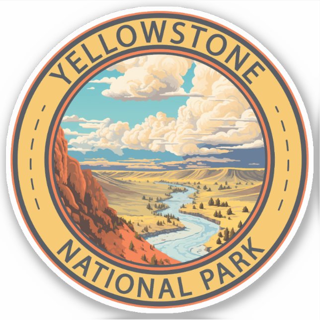 Yellowstone National Park Hayden Valley Travel Art Aufkleber (Vorderseite)