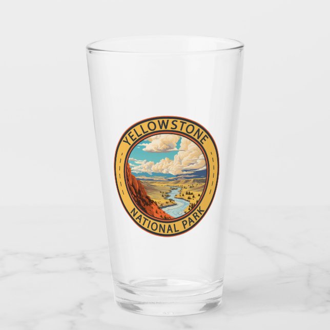 Yellowstone National Park Hayden Valley Travel Art Glas (Vorderseite)