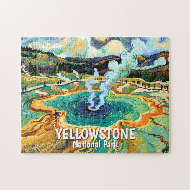 Yellowstone National Park Hot Spring Van Gogh Art Puzzle (Horizontal)