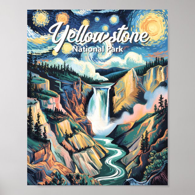 Yellowstone National Park Lower Falls Vibrant Poster (Vorne)