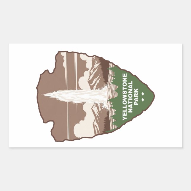 Yellowstone National Park Old Faithful Arrowhead Rechteckiger Aufkleber (Vorderseite)