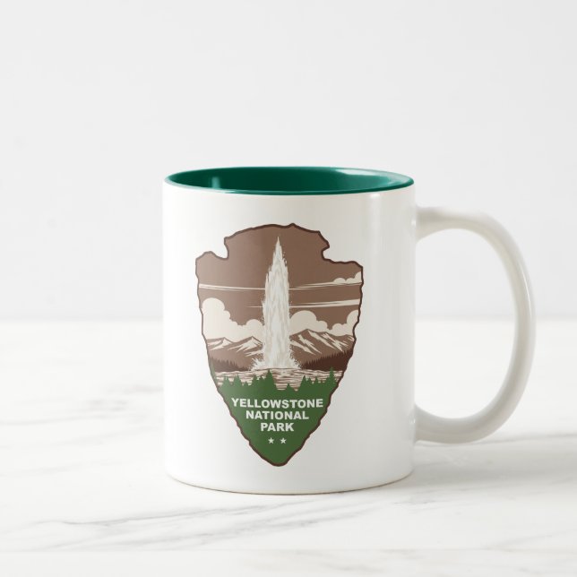 Yellowstone National Park Old Faithful Arrowhead Zweifarbige Tasse (Rechts)
