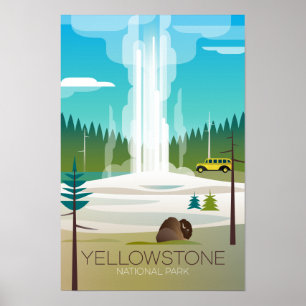 Yellowstone National Park, Old Faithful Druck Poster