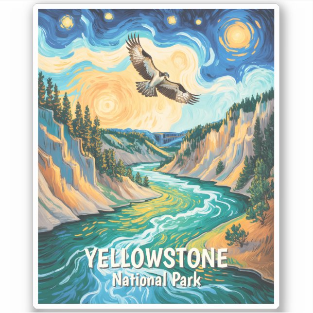 Yellowstone National Park River Colorful Bird Art Aufkleber (Vorderseite)
