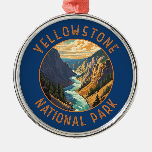 Yellowstone National Park River Distressed Circle Ornament Aus Metall (Vorne)