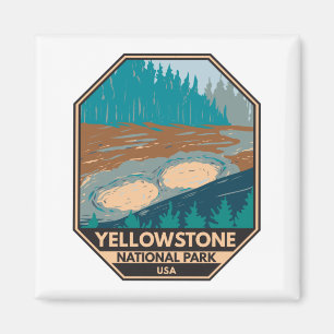Yellowstone National Park Schlammvulkan Vintage Magnet