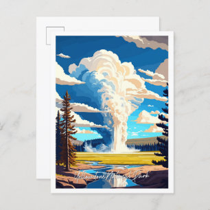 Yellowstone National Park Travel Illustration Postkarte
