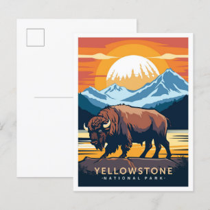 Yellowstone National Park USA Travel Illustration Postkarte