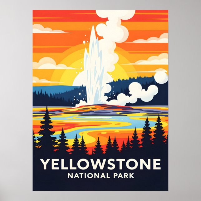 Yellowstone National Park – Vibrant Geyser Poster (Vorne)
