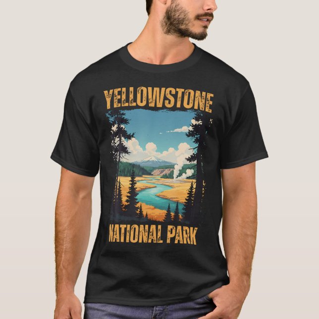 Yellowstone National Park Vintage Hiking Camping T-Shirt (Vorderseite)