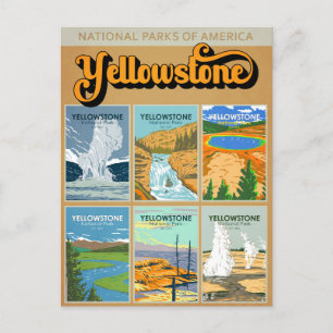 Yellowstone National Park Wahrzeichen Collage Postkarte
