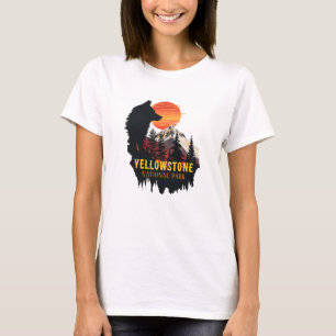 Yellowstone National Park, Wolf Orange Sonnenunter T-Shirt