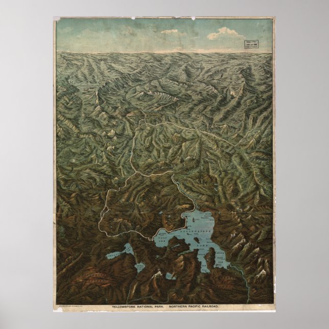 Yellowstone Nationalpark 1895 Panoramakarte Poster (Vorne)