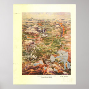 Yellowstone Nationalpark 1910 Panoramakarte Poster