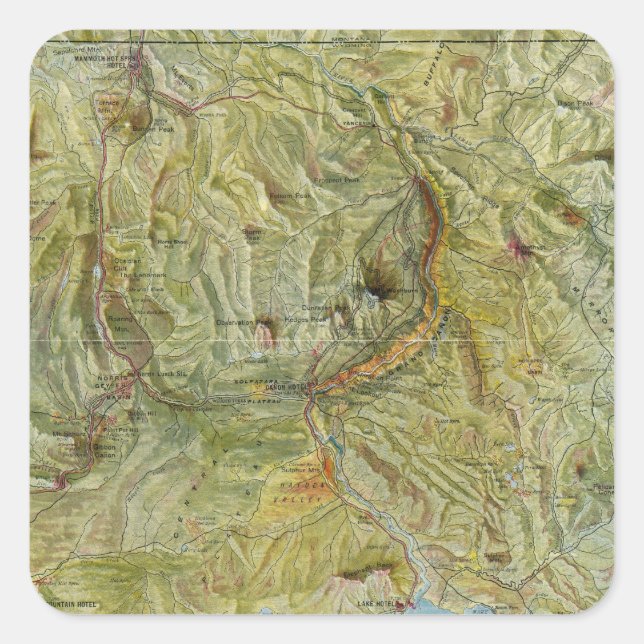 Yellowstone-Nationalpark 2 Quadratischer Aufkleber (Vorderseite)