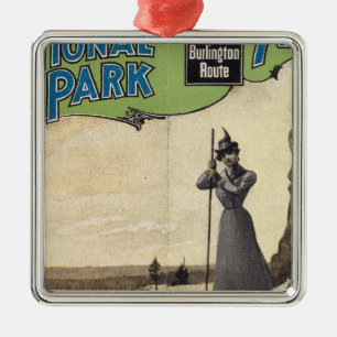 Yellowstone Nationalpark 3 Silbernes Ornament