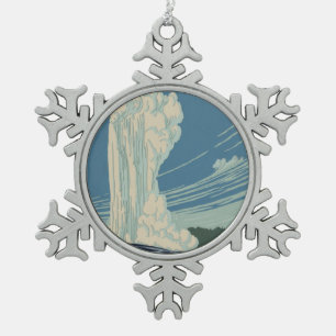 Yellowstone Nationalpark Alte Treue Schneeflocken Zinn-Ornament