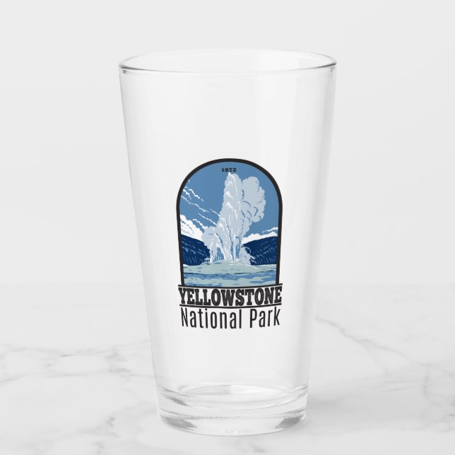 Yellowstone Nationalpark Alte Treue Vintag Glas (Vorderseite)