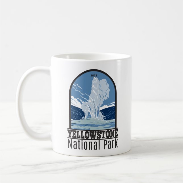 Yellowstone Nationalpark Alte Treue Vintag Kaffeetasse (Links)